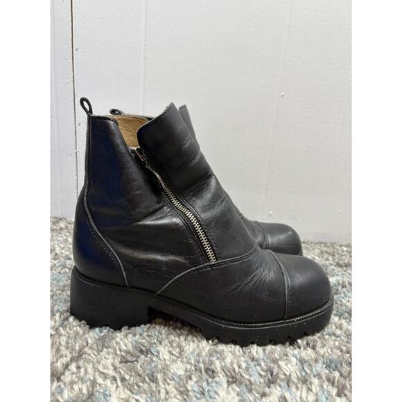 Double-H Boots Shoes - Double H Boots Womens 9 Combat Double Zip Chunky Biker Motorcycle Goth Edgy